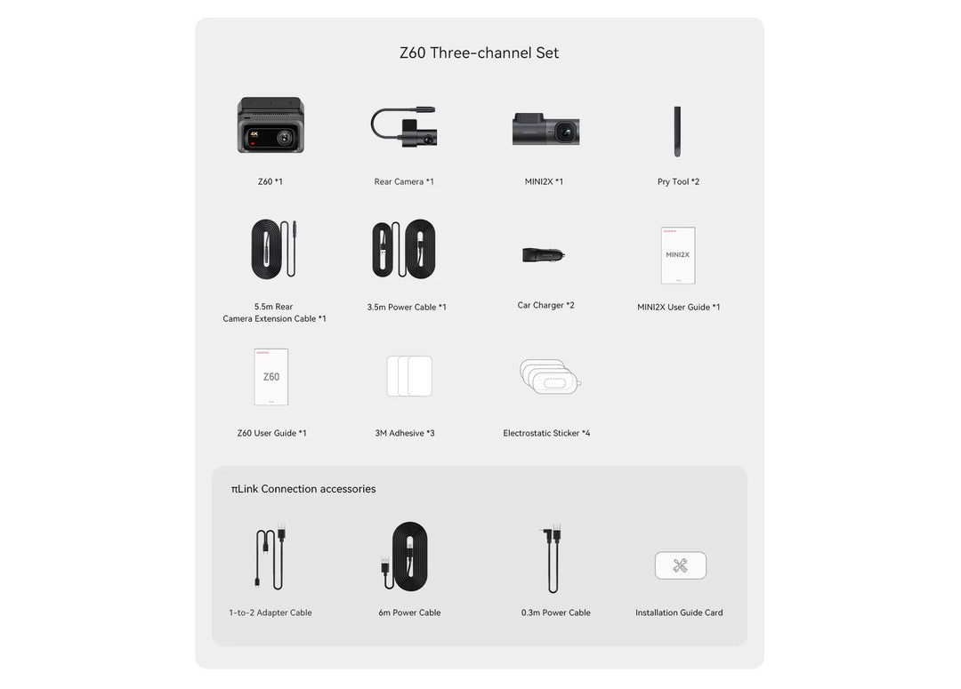 DDPAI Z60 4K+2K+1080P Dashcam Support Rear and Interior with GPS 5GHz WiFi  ADAS NightVIS 2.0 Dash Camera 24H Parking Monitor