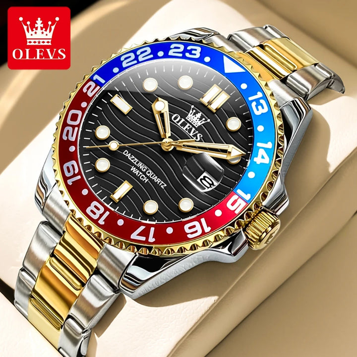 OLEVS Original Brand High Fashion Men's watch WaterproofCalendar Quartz Watch for Male Luminous Stainless Steel Authentic Watch