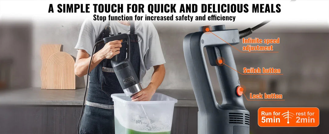 VEVOR Commercial Immersion Blender 500W 12/20inch Heavy Duty Hand Mixer Kitchen Stick Mixer for Soup Smoothie Puree Baby Food