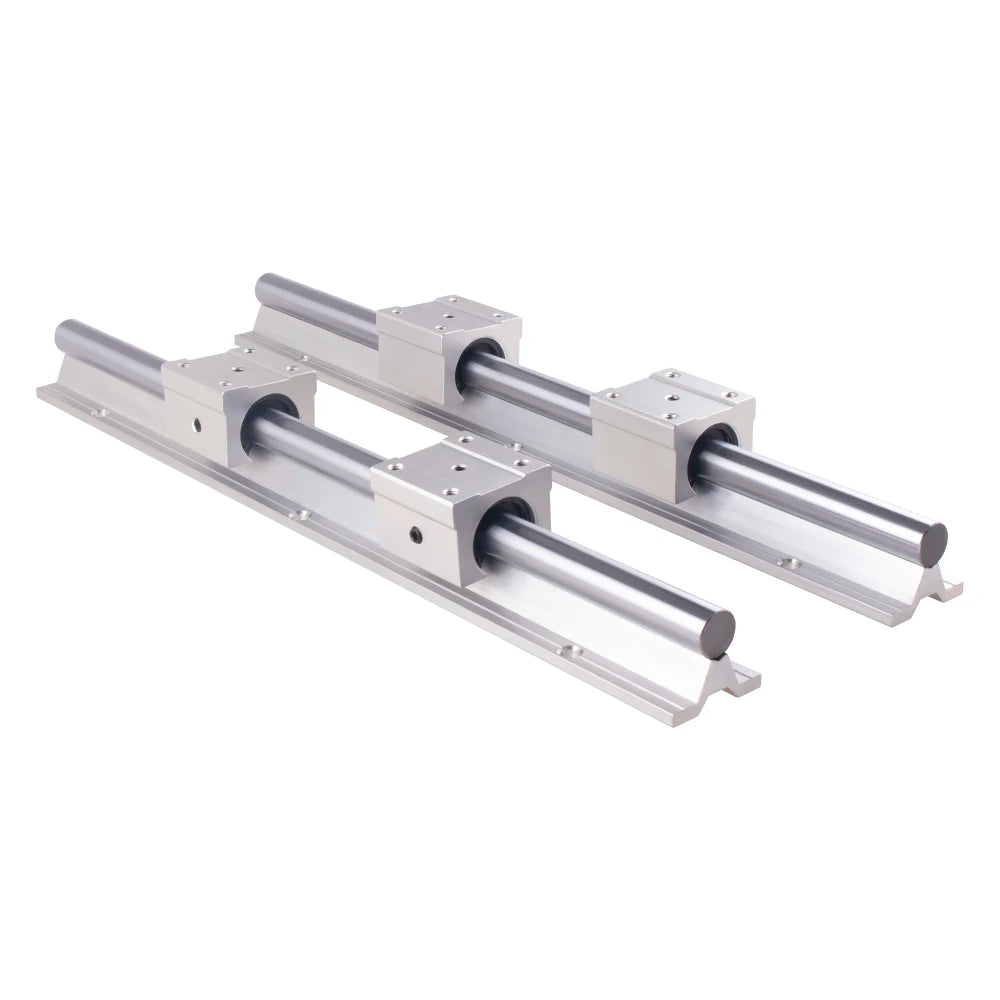 2Set SBR20 SBR 12 SBR25 SBR16 300 400 500 600 800 1000 1200mm Fully Supported Linear Rail Shaft Rod with 4 SBR16UU Block Bearing