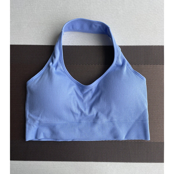 New Limitless Ribbed Seamless Halter Bra Spandex  Woman Fitness Elastic Breathable Breast Enhancement Leisure Sports Underwear