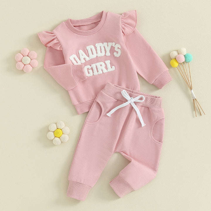 2023-09-27 Lioraitiin 0-3Y Baby Girl Clothes Daddys Girl Long Sleeve Crewneck Sweatshirt Top Casual Pants Fall Winter Outfits