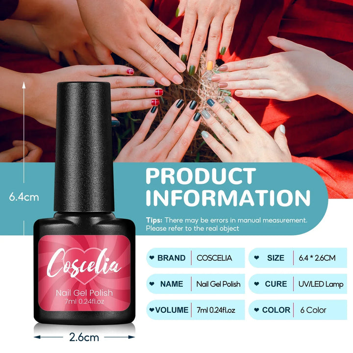 COSCELIA 6Pcs Glitter Gel Nail Set