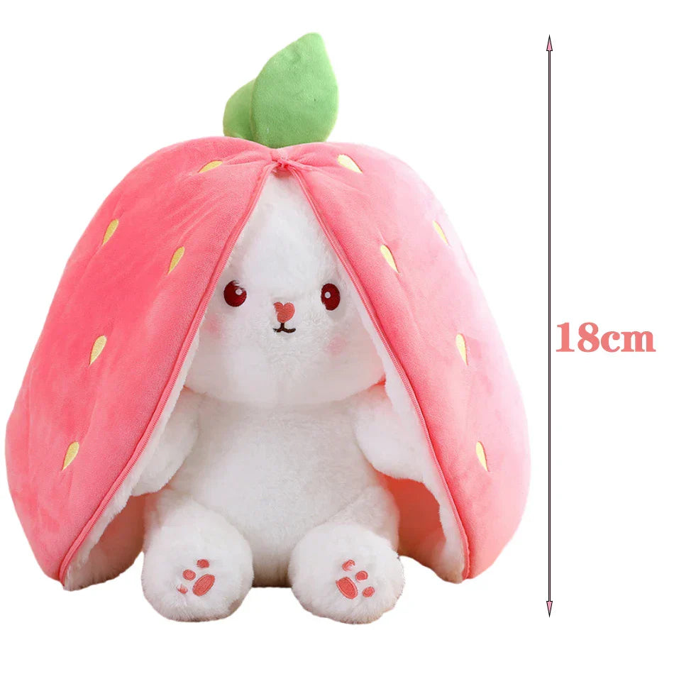 Random 1 Pcs 18cm Cute Stuffed Toys Strawberry Rabbit Radish Rabbit Plush Toys Zipper Doll
