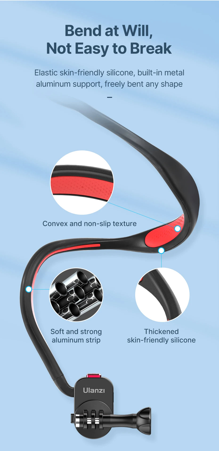 Ulanzi Go-Quick II Magnetic Silicone Neck Holder Mount For GoPro Hero 13 12 11 10 9 8 Insta360 DJI Osmo Action Camera Accessorie