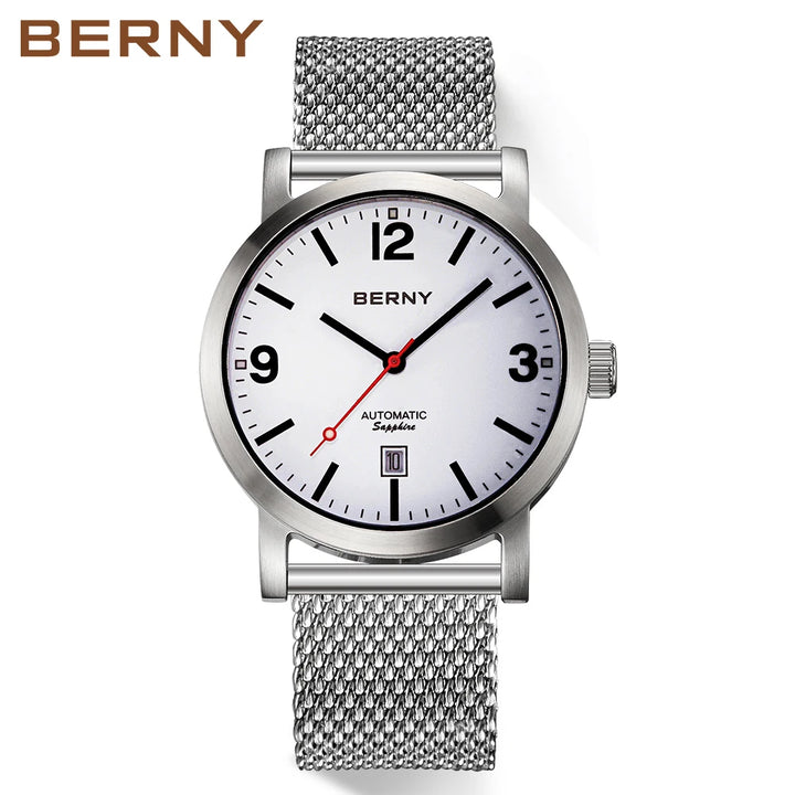 BERNY Watch for Men Mechanical Automatic Watches Seagull Luxury Brand Male Clock Water Resistant Swiss Railway Men's Wristwatch