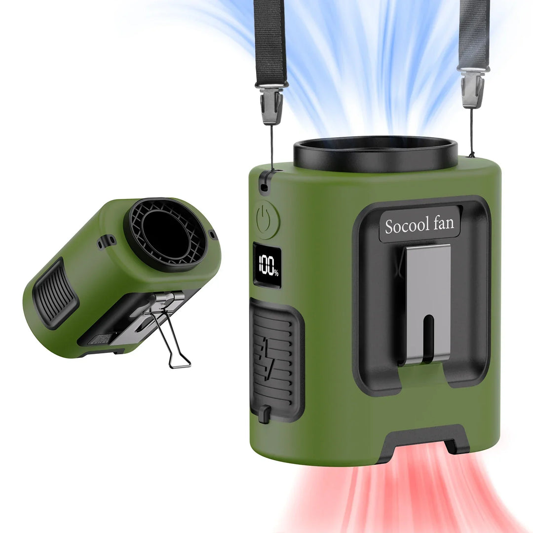 Socool Fan 5000mAh Portable Waist Fan Portable Hanging Neck with Power Bank 4 Speeds 13000RPM for Travel Courier Outdoor Working