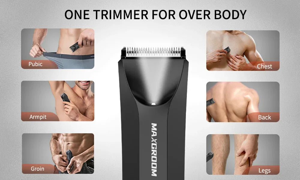 MAXGROOM Body Hair Trimmer Shaver for Men Ball Trimmer for Groin Pubic Replaceable Ceramic Blade Electric IXP7Waterproof Clipper