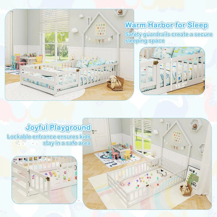 Twin House Floor Bed Wood