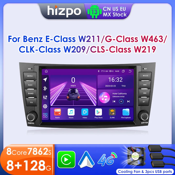 Hizpo 8" Car Radio Stereo For Benz E-Class W211 2002-2009 CLS-CLK-G-Class W463 W209 W219 GPS Navi AI Carplay Multimidia Player