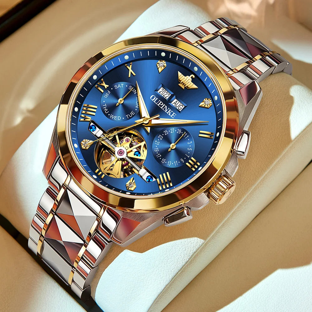 OUPINKE Automatic Mechanical Watch for Men 50M Waterproof Sapphire Mirror Luxury High Level Wristwtch