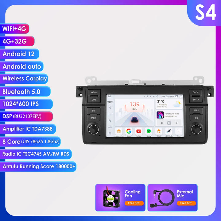 Hizpo 7" AI Voice Autoradio For BMW E46 M3 318/320/325/330/335 Android Auto Radio Carplay 4G DSP Car Multimedia GPS 2din Stereo