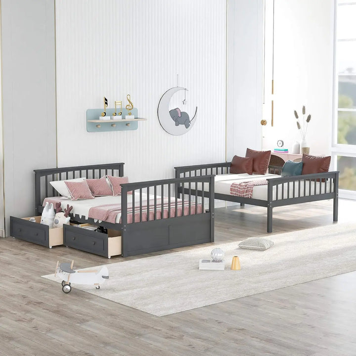 Full Over Full Wood Bunk Bed