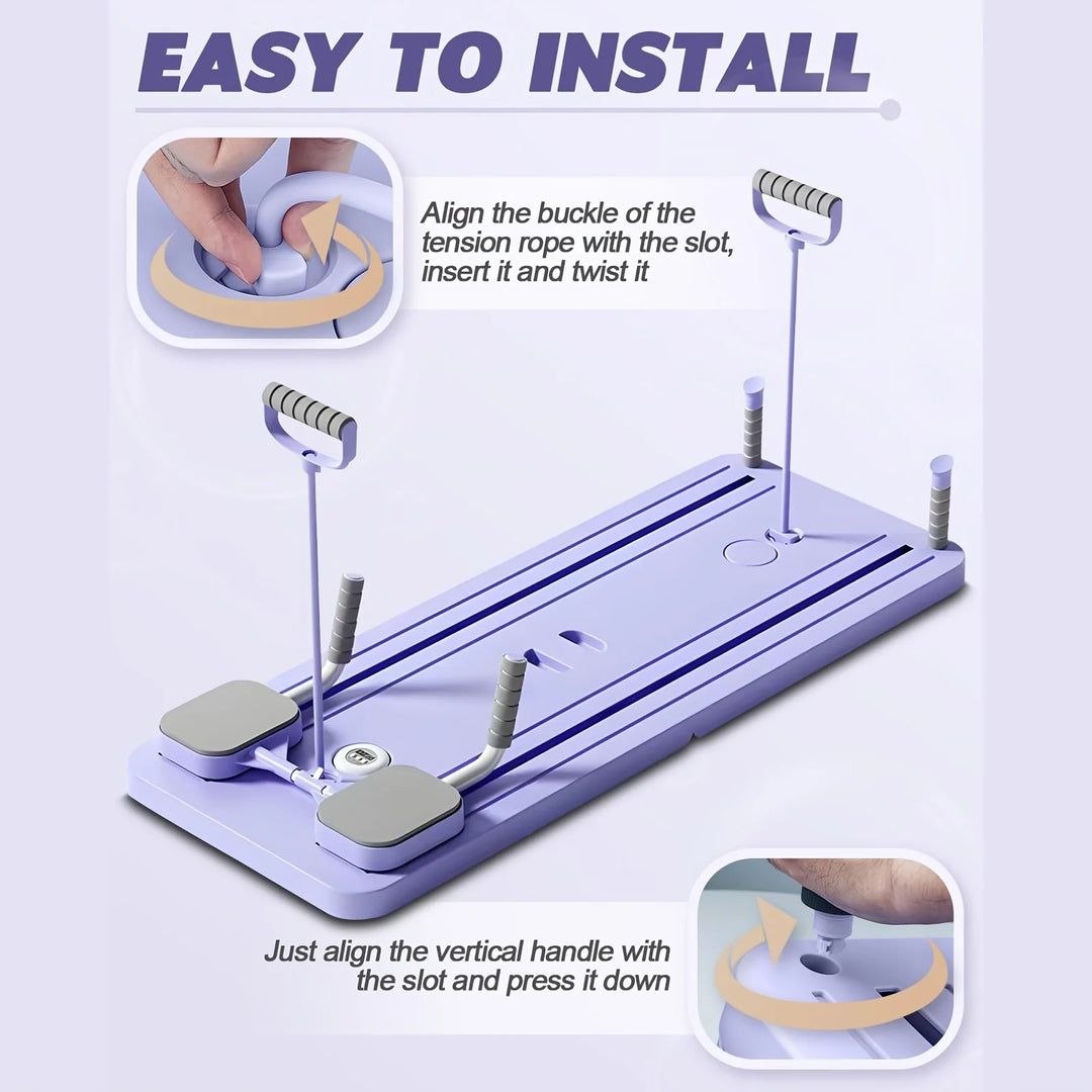 2024 Home Fitness Multifunctional 5-in-1 Pilates Skateboard Foldable Pilates Reformer Board Home