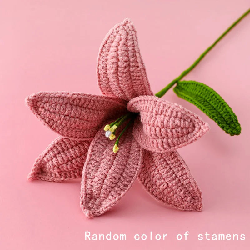 Hand-Knitted Crochet Lily Bouquet Gift