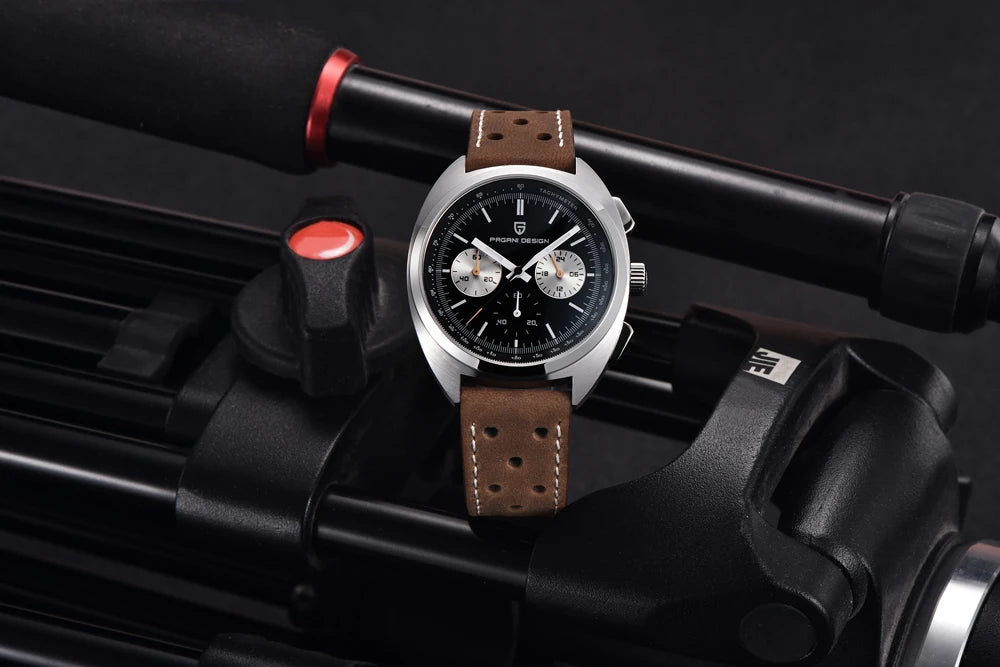 PAGANI DESIGN 2024 Retro Luxury Men's Watches Sports Chronograph VK63 Quartz Watch For Men AR Sapphire Waterproof Leather Clock