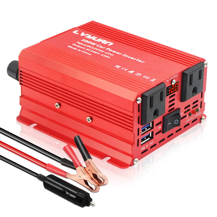 500W DC 12V To AC 110V 220V 50Hz 60Hz Car Power Inverter Automatic Transformer Adapter Dual USB EU US Universal Socket Converter