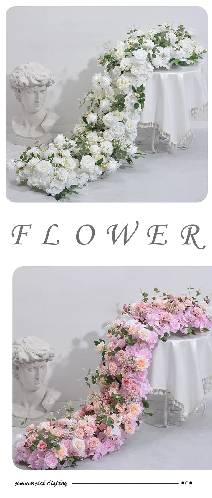 Artificial Runner Flower Row Wedding Arrangement Decoration Floral Backdrop Props Table Flower Runner Event Party Floral Decor
