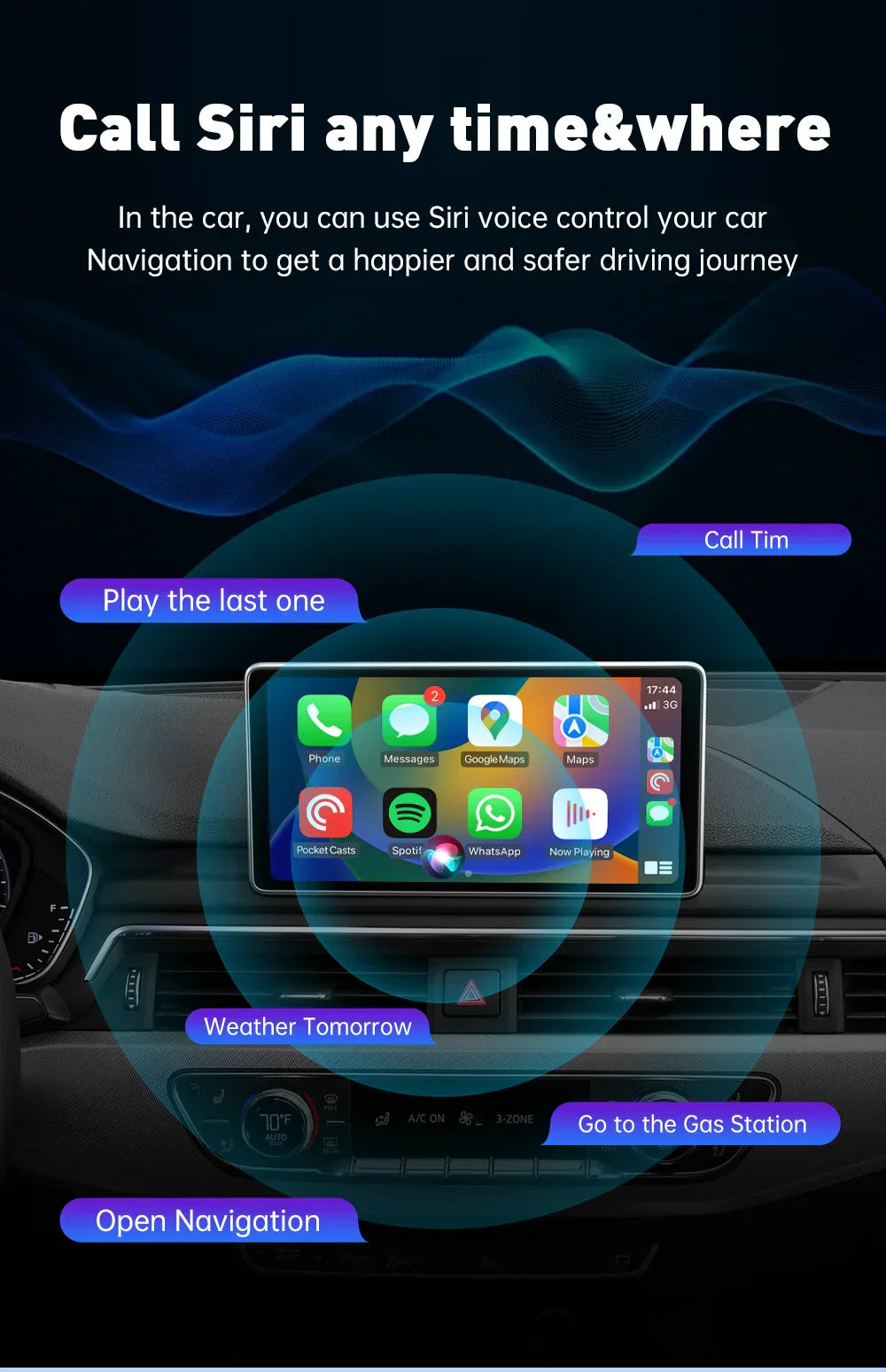 XUDA 2in1 Wireless CarPlay AI Mini Box Android Auto Box Plug&Play Automatic Connection Compatible with 99% of Cars For Car Radio