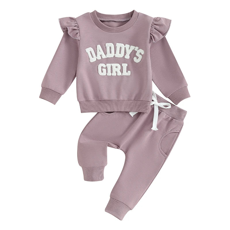 2023-09-27 Lioraitiin 0-3Y Baby Girl Clothes Daddys Girl Long Sleeve Crewneck Sweatshirt Top Casual Pants Fall Winter Outfits