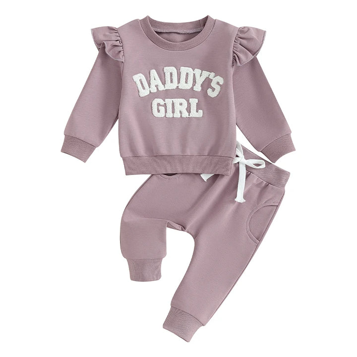 2023-09-27 Lioraitiin 0-3Y Baby Girl Clothes Daddys Girl Long Sleeve Crewneck Sweatshirt Top Casual Pants Fall Winter Outfits