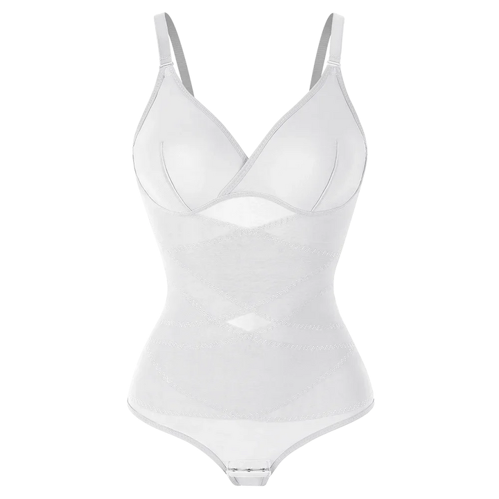 Cross Waist Bodysuit Sexy Women Briefs Shapewear with Film Coaster Mesh Breathable Suspender Top Tummy Control Ladies Underwear