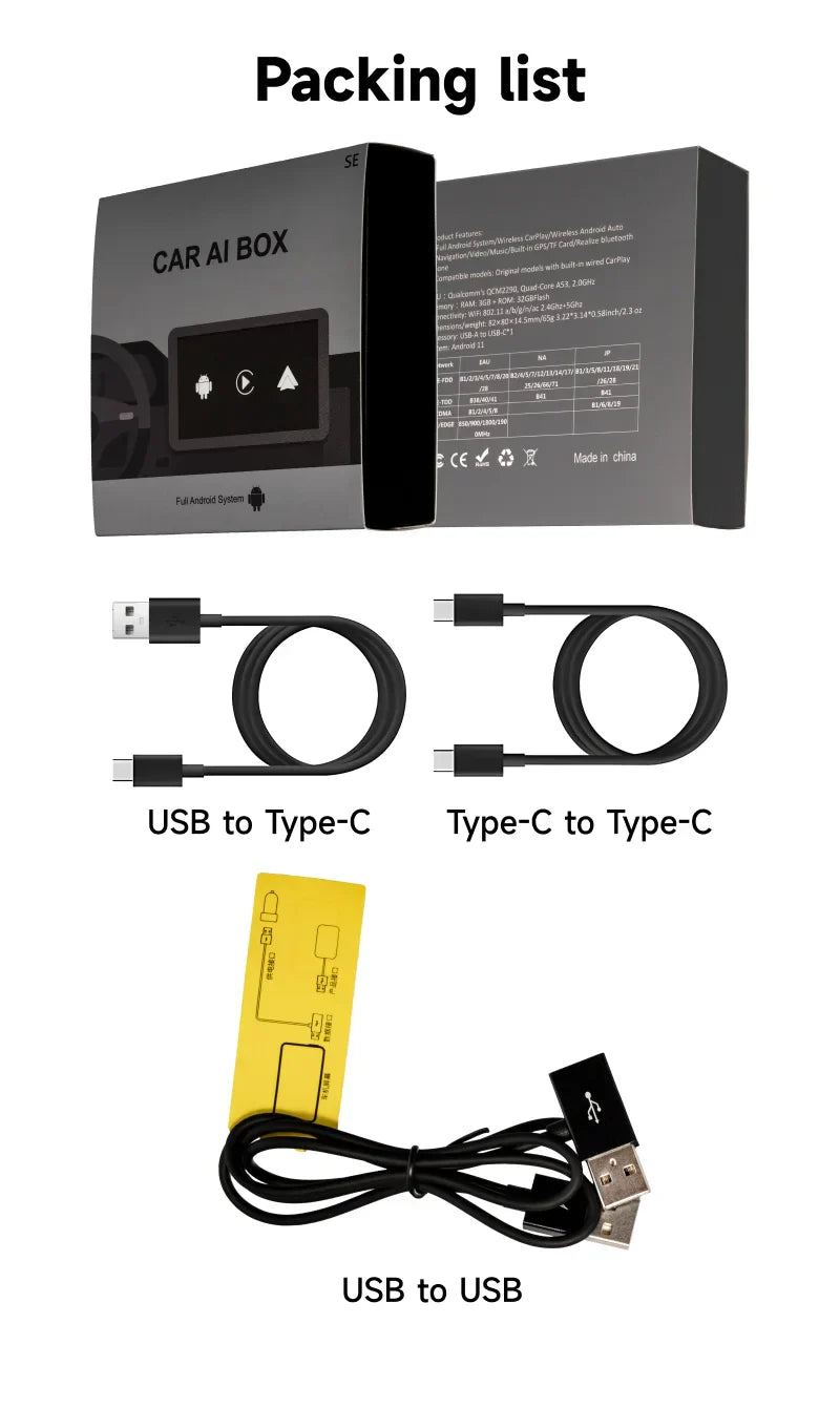 CarPlay Ai Box 8+128G Android 13 Wireless Carplay Android Auto QCM6125 8-Core CPU 4G LTE for VW Audi Kia Fiat