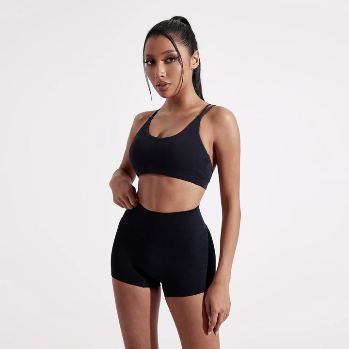 Solid Color Cross Fitness Bra Soft High Strength Women Tight Sport Top Comprehensive Training Gym Yoga Underwear With Chest Pad