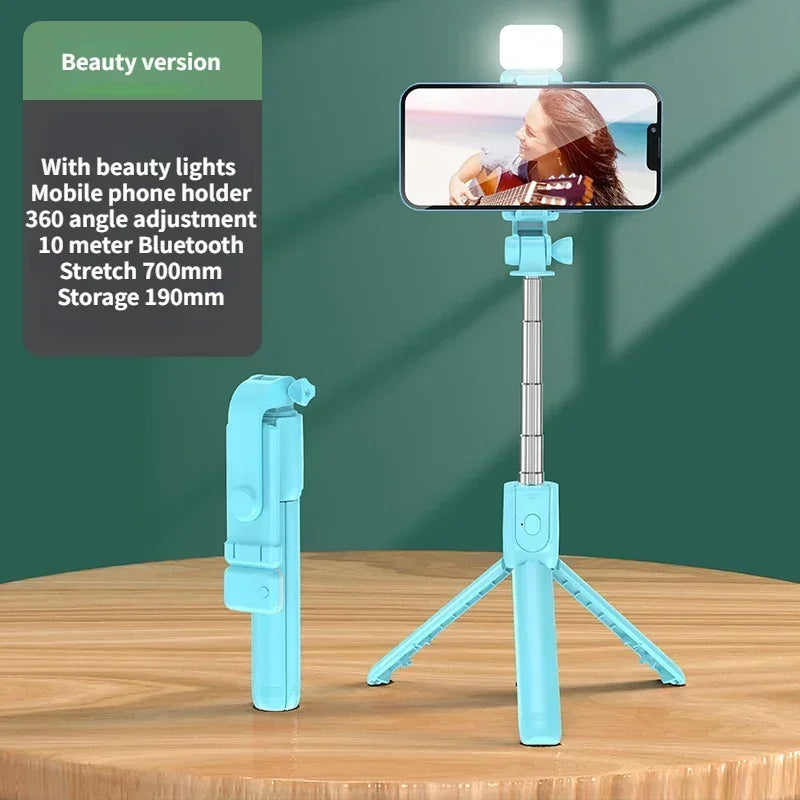 Wireless Selfie Stick Tripod Stand with Light Bluetooth Remote Extendable Tripod for iPhone Mobile Phone Tiktok Live Streaming