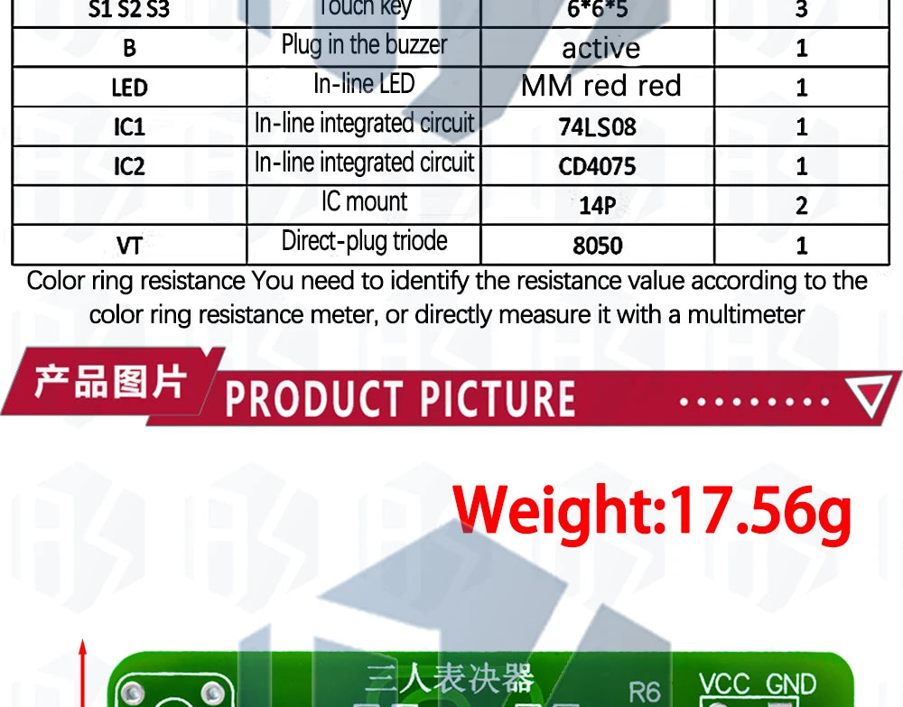 EGBO Electronic Dice Kit Led Dice Parts Cd4017 Ne555 Electronic DIY Production Kit with Reverse Connection Protection