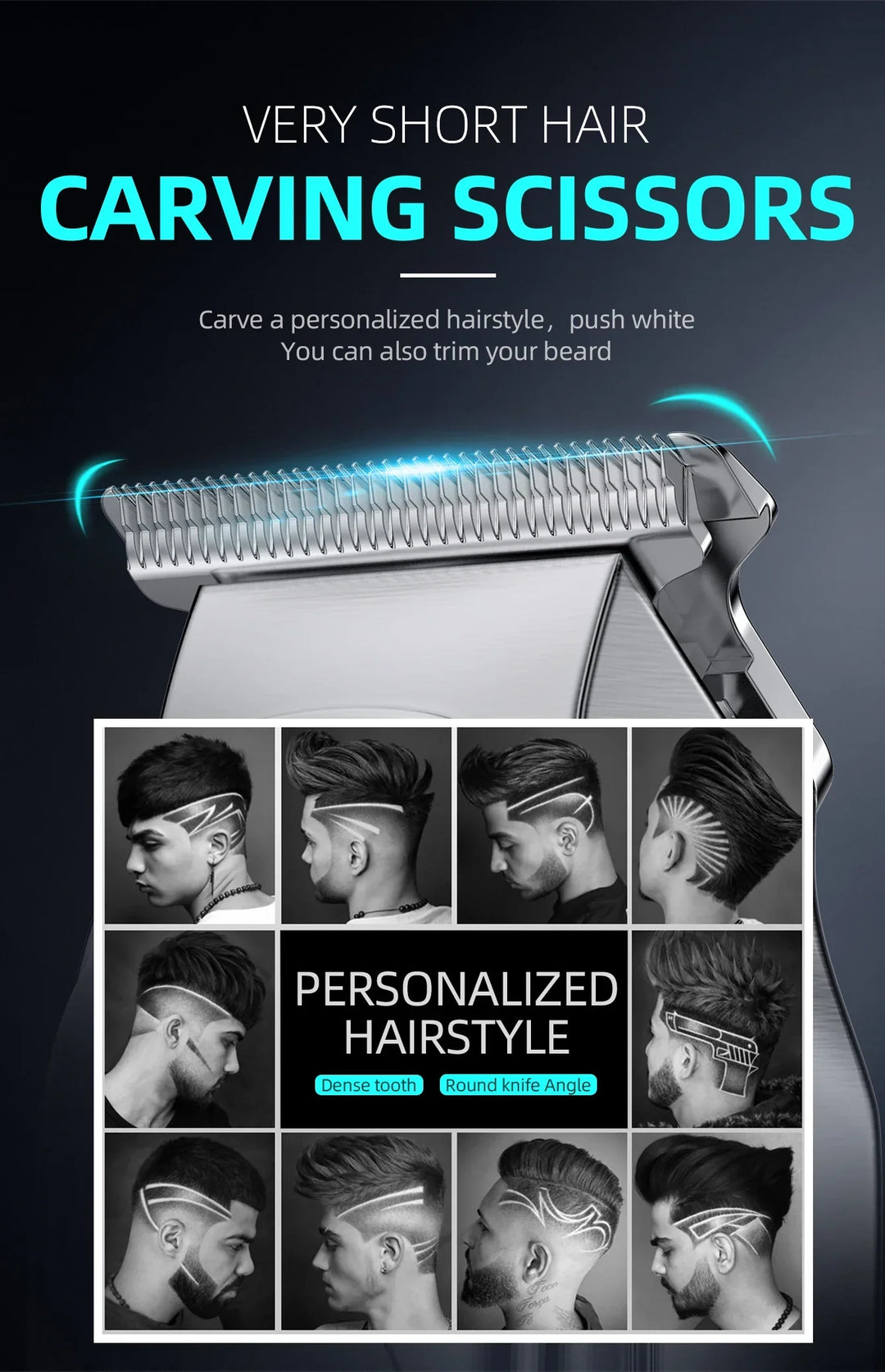 KIKIDO 2in1 Adjustable Cordless Hair Cutting Machine Full Metal Combo Kit Barber Hair Clipper Beard Shaver Kit for Men Gift2575T