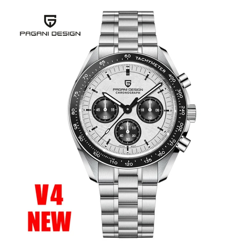 PAGANI DESIGN 2025 New Moon Men's Watches Luxury Quartz Watch For Men VK63 Chronograph AR Sapphire Mirror Ceramic Bezel Luminous