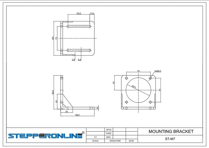 STEPPERONLINE Nema 17/23/34 Stepper Motor Mounting Bracket L Support Alloy Steel Stepping Motor Holder