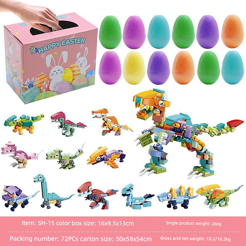 Children's Day Easter Egg Kids Building Blocks Blind Box Cartoon Rabbit Decompression Color Film Puzzle Egg Engineering Car Toys