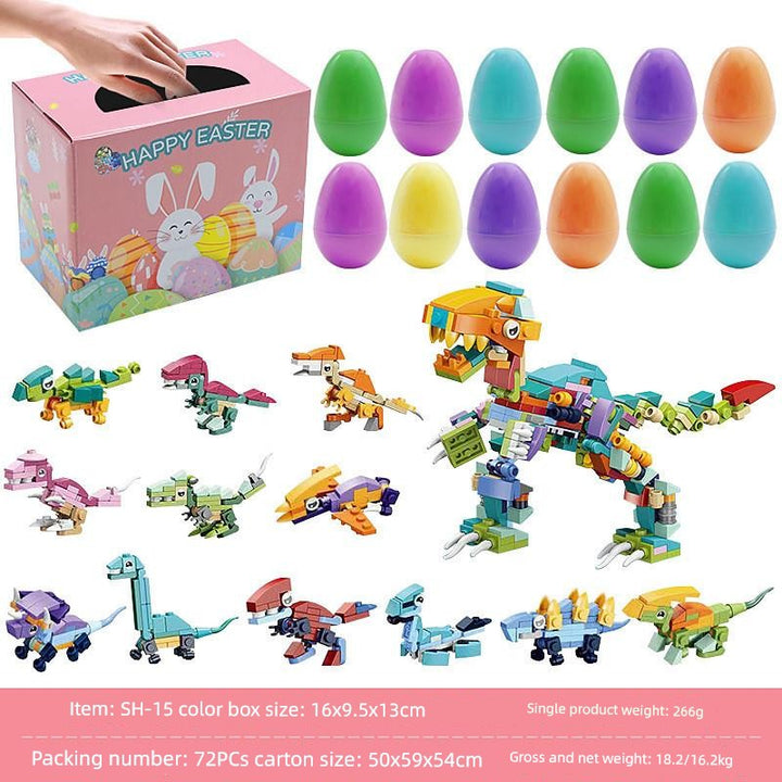 Children's Day Easter Egg Kids Building Blocks Blind Box Cartoon Rabbit Decompression Color Film Puzzle Egg Engineering Car Toys