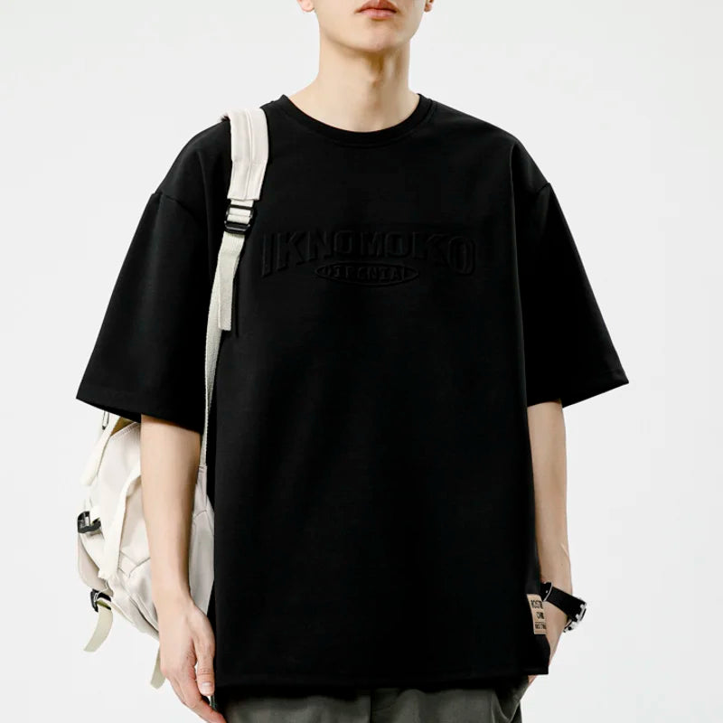 Summer Men's T-Shirt Retro Street Trendy Men's Loose Hip Hop Short Sleeve Casual Print Mens Streetwear Top Tees Fashion Male Top