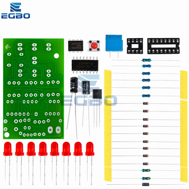 EGBO Electronic Dice Kit Led Dice Parts Cd4017 Ne555 Electronic DIY Production Kit with Reverse Connection Protection