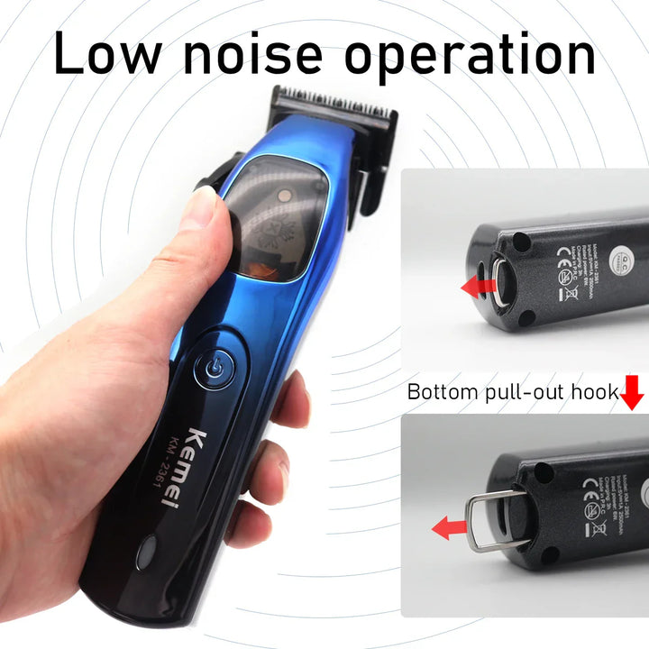 Kemei 2361 10000RPM Professional Men's Hair Clipper Magnetic Motor DLC Blade with Base Charger Hair Trimmer Hair Cutting Machine