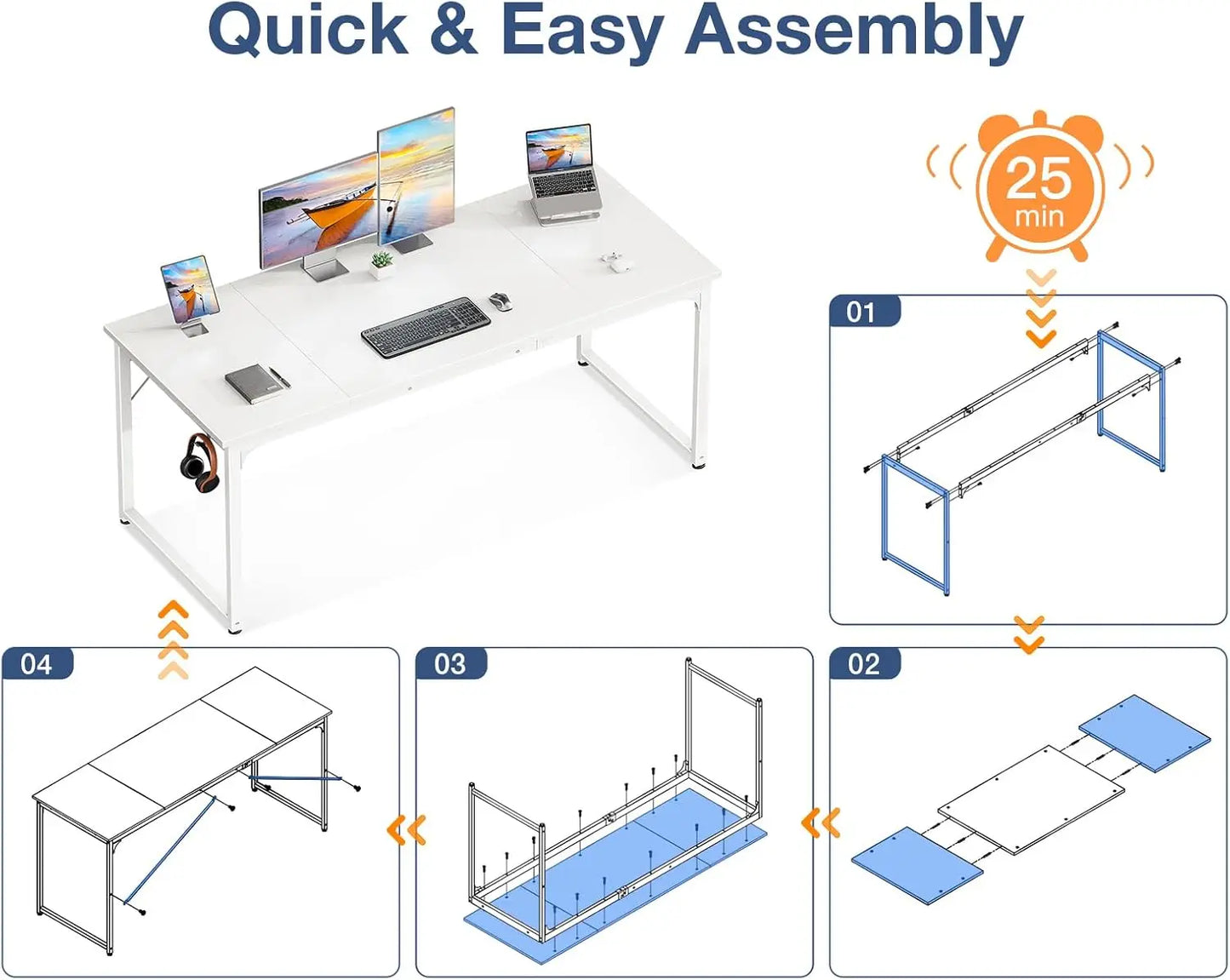 63" Computer Desk for Home Office