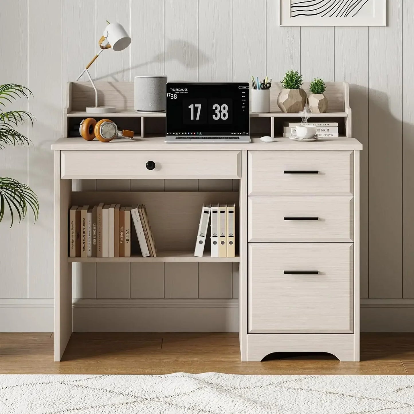 44" Home Office Desk with Storage