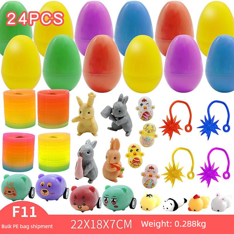 Children's Day Easter Egg Kids Building Blocks Blind Box Cartoon Rabbit Decompression Color Film Puzzle Egg Engineering Car Toys
