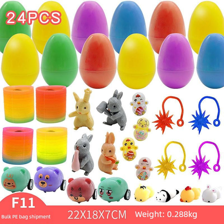 Children's Day Easter Egg Kids Building Blocks Blind Box Cartoon Rabbit Decompression Color Film Puzzle Egg Engineering Car Toys
