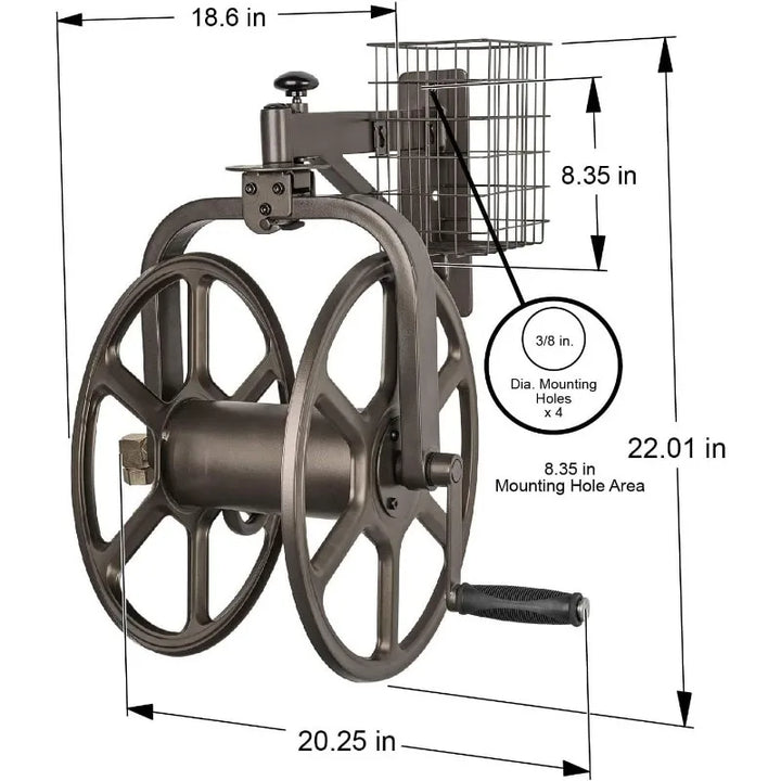 712 Single Arm Navigator Multi-Directional Garden Hose Reel, Holds 125-Feet of, 5/8-Inch, Bronze