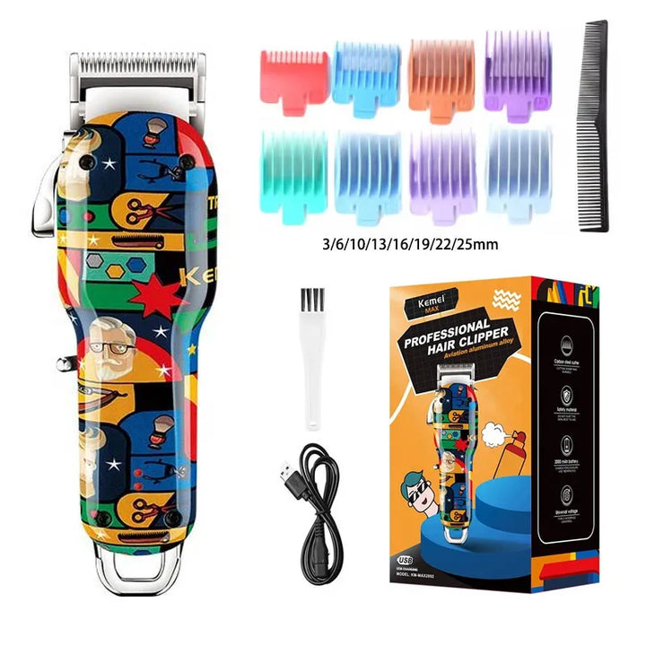 Kemei Rechargeable Graffiti Pattern Electric Hair Clipper Professional Barber Trimmer Man Shaver Km-MAX2092 KM-MAX5090 KM-RS7098