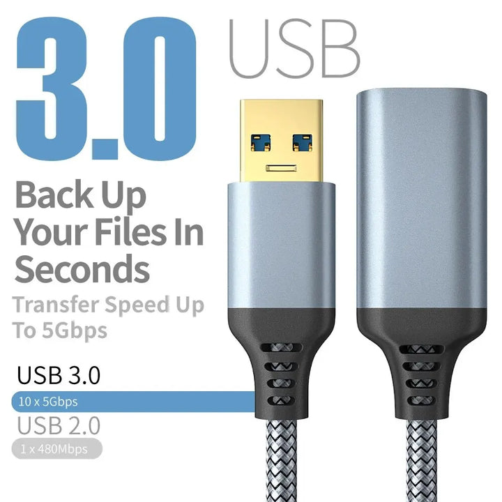 UTHAI Nylon Braided USB 3.0 Male-To-Female High-Speed Transmission Data Cable Computer Camera Printer Extension Cable