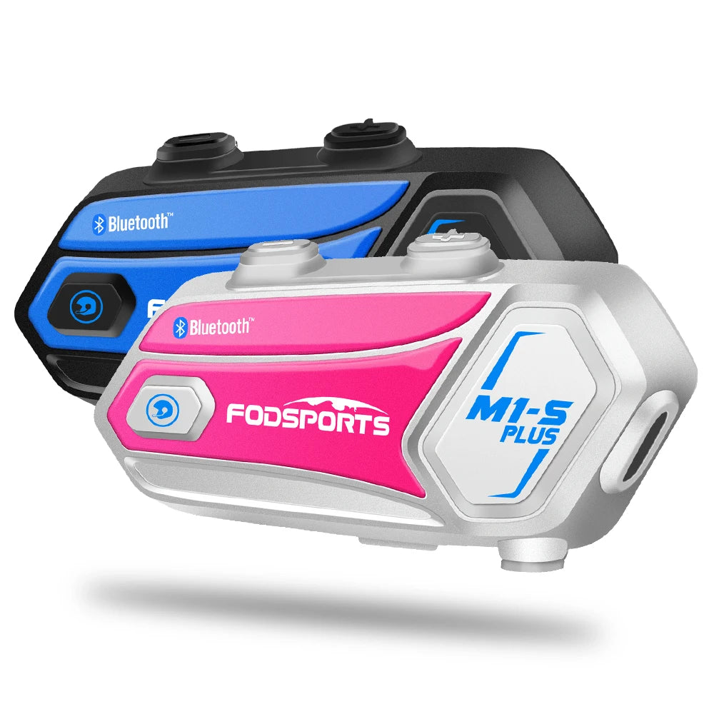 2Pcs Fodsports M1-S Plus Motorcycle Helmet Intercom Bluetooth Headset 8 Riders Moto Interphone,Music Sharing,FM Radio