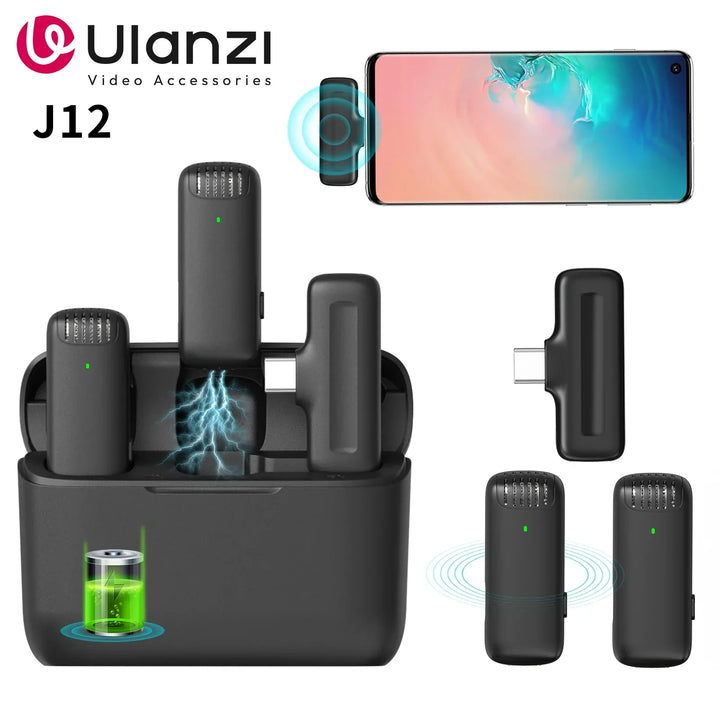 Ulanzi J12 Lavalier Microphone Professional Portable 20M Receive Range Plug Play Mic For Smartphone Android iPhone16 15 14 13 12