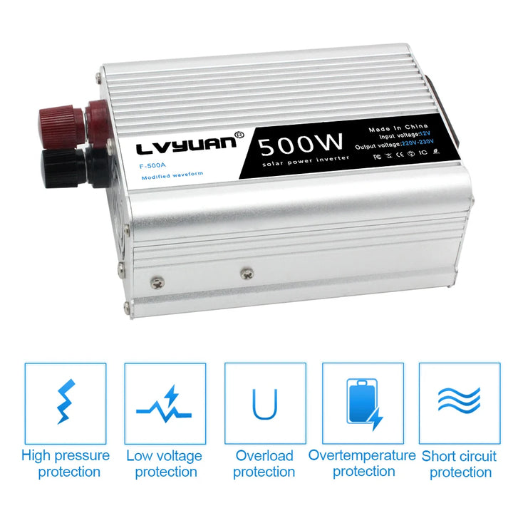500W DC 12V To AC 110V 220V 50Hz 60Hz Car Power Inverter Automatic Transformer Adapter Dual USB EU US Universal Socket Converter