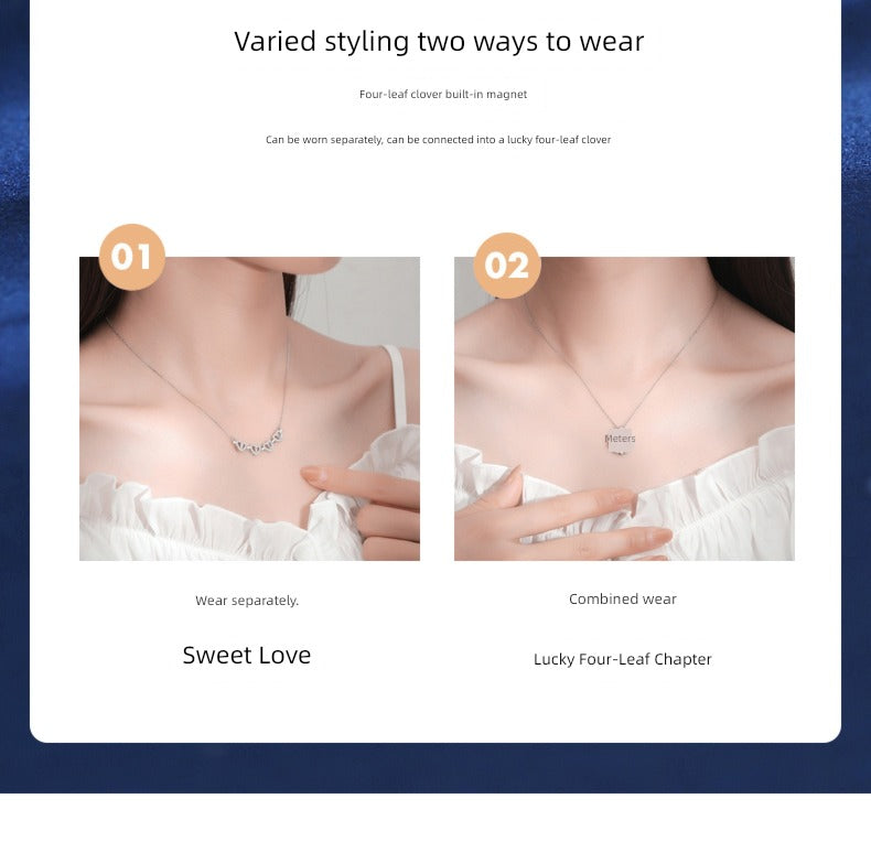 Valentine's Day Sterling Silver Necklace Girl Pendant Clover