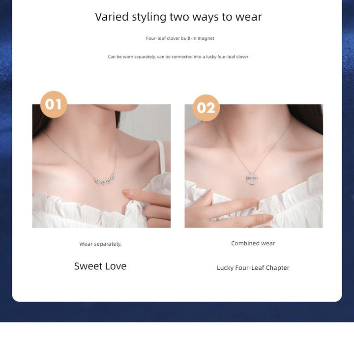 Valentine's Day Sterling Silver Necklace Girl Pendant Clover